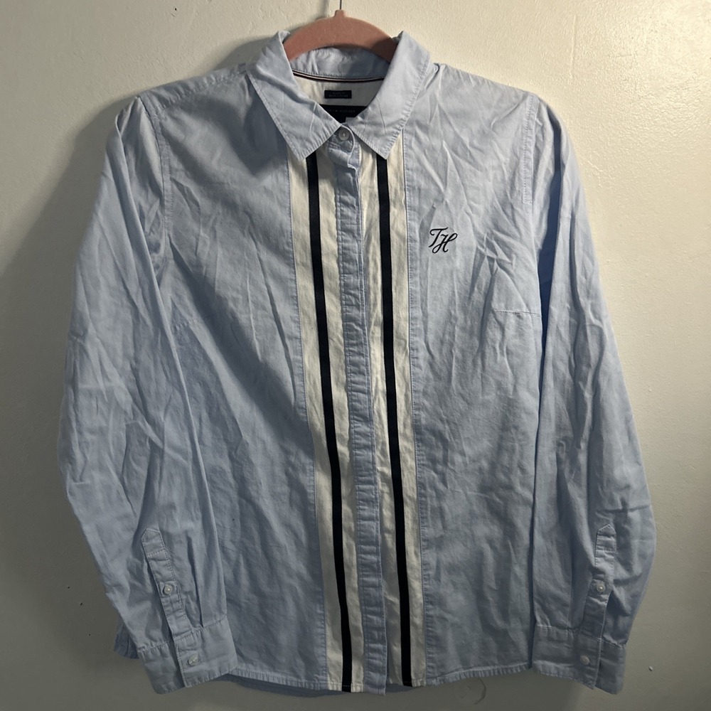 Vintage Tommy Hilfiger Shirt Mens M Button Down Long Sleeve Striped 90's Cotton